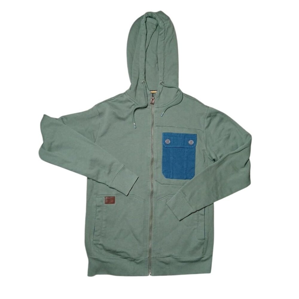 Billabong Soft thick Green front pocket Zip Hoodie Med